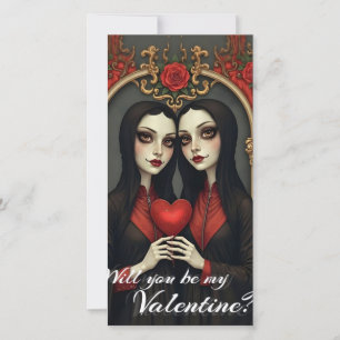 Gothic-Valentinszwillinge mit rotem Herzen
