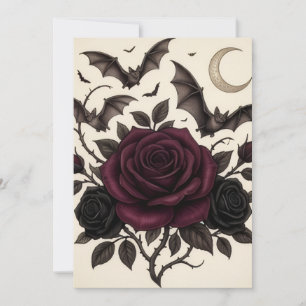 Gothic Vampir Burgunderrose Dunkle Floral Hallowee Einladung