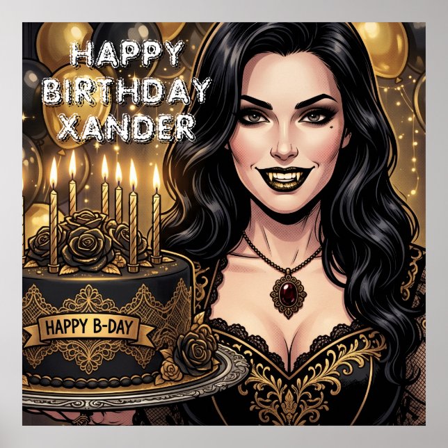 Gothic Vampir Geburtstag Dark Fantasy Personalisie Poster (Vorne)