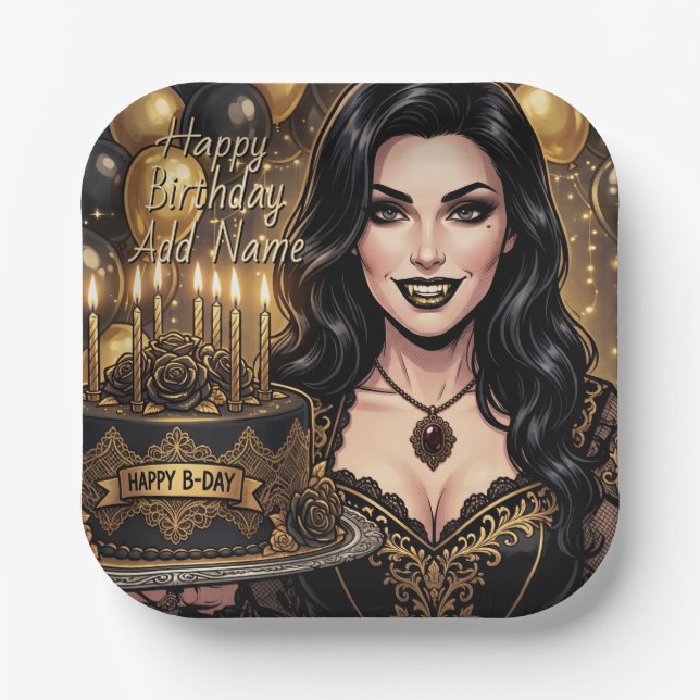 Gothic Vampir Geburtstag |  Elegante dunkle Fantas Pappteller (Vorderseite)
