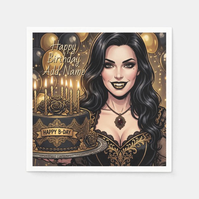 Gothic Vampir Geburtstag |  Elegante dunkle Fantas Serviette (Vorderseite)