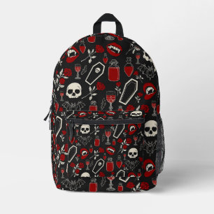 Gothic-Vampir-Muster   Rote Rosen Fledermäuse Tote Bedruckter Rucksack