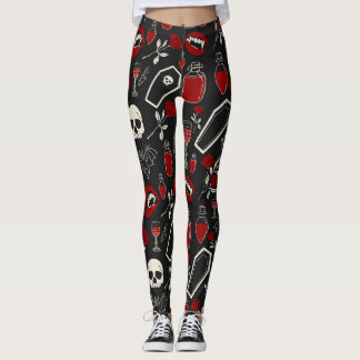 Gothic-Vampir-Muster | Rote Rosen Fledermäuse Tote Leggings