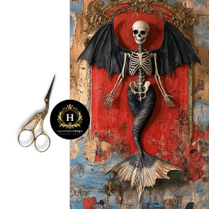 Gothic-Vampir-Skelett-Meeresjungfrau-Totenkopf-Dec Seidenpapier