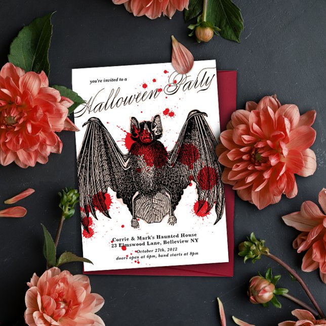 Gothic Vampire Bat Halloween-Party Einladung (Von Creator hochgeladen)
