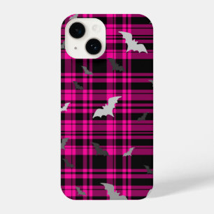 Gothic Vampire Bats Plaid Black Pink Phone Case iPhone 14 Hülle