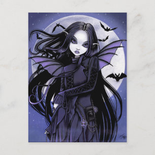 Gothic Vampire Bats Vollmond Lila Fairy Postkarte