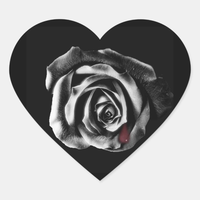Gothic Vampire Black Rose Herz-Aufkleber (Vorderseite)