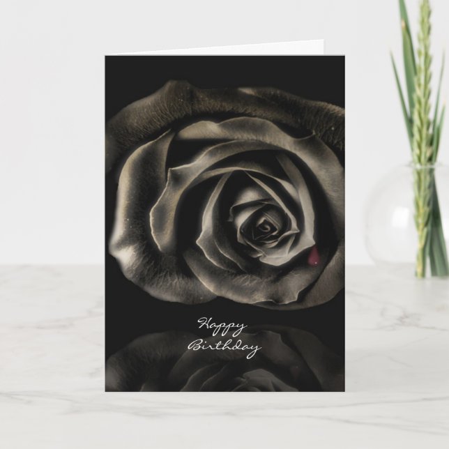 Gothic Vampire Black Rose zum Geburtstag Karte (Vorderseite)
