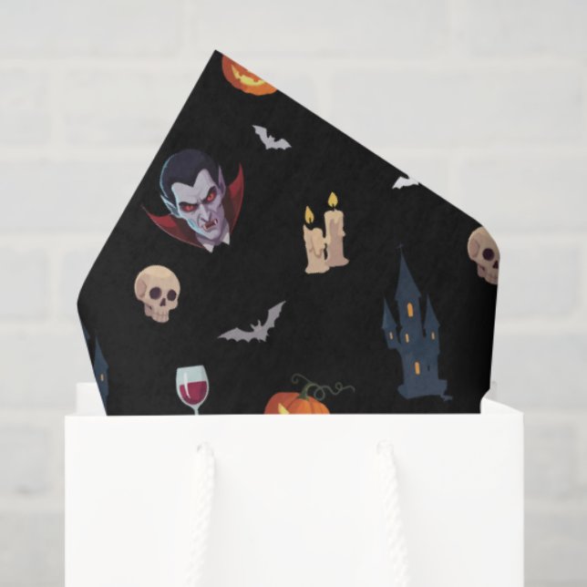 🧛 ‍ ♂️ Gothic Vampire Black Tissue Paper 🎃 🖤 Seidenpapier (Geschenktüte)
