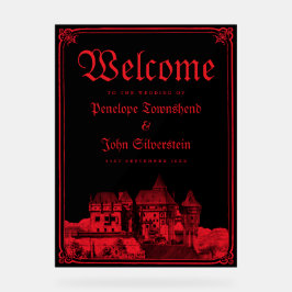 Gothic Vampire Castle Border Black Red Wedding  Acrylschild