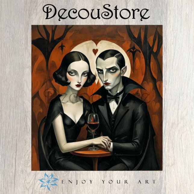 Gothic Vampire Couple with Wine Glass Decoupage Seidenpapier (Von Creator hochgeladen)