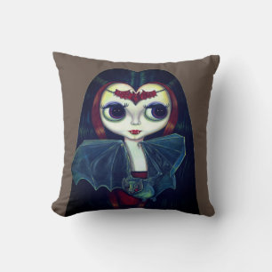Gothic Vampire Girl mit Bat Big Eyes Niedlich Kissen