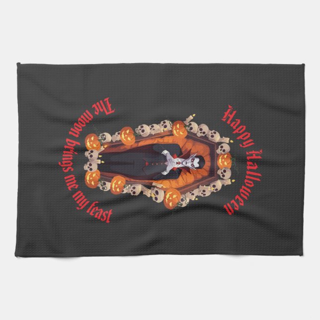 🧛 ‍ ♂️ Gothic Vampire Halloween Black Kitetücher Geschirrtuch (Horizontal)