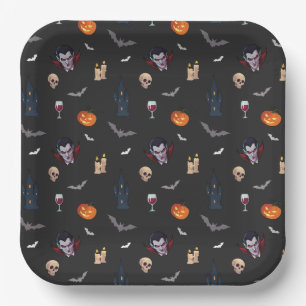 🧛 ♂️ Gothic Vampire Halloween Black Paper Plate Pappteller