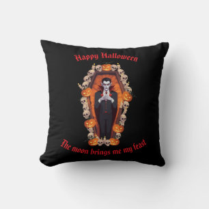 🧛 ♂️ Gothic Vampire Halloween Black Pillow 🎃 � Kissen
