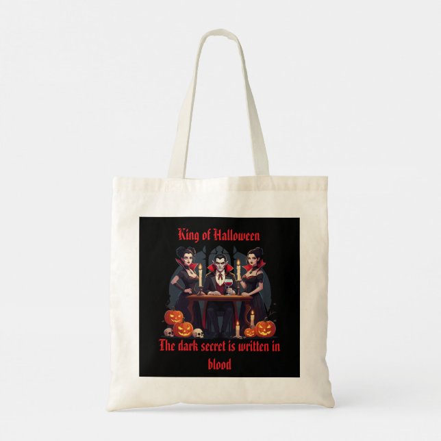 🧛 ‍ ♂️ Gothic Vampire Halloween Black Tote Tasche (Rückseite)