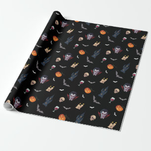 🧛 ‍ ♂️ Gothic Vampire Halloween Black Wrap 🎁 🖤 Geschenkpapier