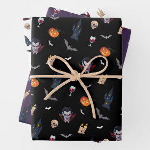 🧛 ♂️ Gothic Vampire Halloween Black Wrap 🎁 🖤 Geschenkpapier Set