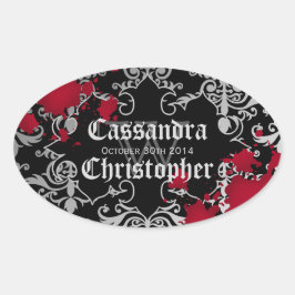 Gothic-Vampire Halloween-Gastgeschenk Hochzeit Ovaler Aufkleber