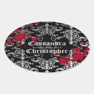 Gothic-Vampire Halloween-Gastgeschenk Hochzeit Ovaler Aufkleber