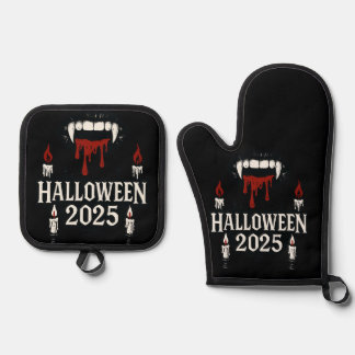 Gothic Vampire Halloween Ofenhandschuh & Topflappen-Set