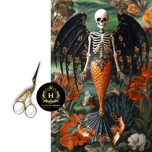 Gothic Vampire Skeleton Mermaid Skull Decoupage Seidenpapier