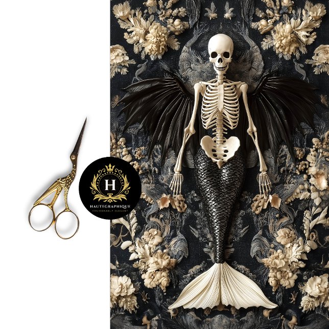 Gothic Vampire Skeleton Mermaid Skull Decoupage Seidenpapier (Von Creator hochgeladen)