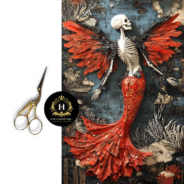 Gothic Vampire Skeleton Mermaid Skull Decoupage Seidenpapier