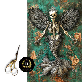 Gothic Vampire Skeleton Mermaid Skull Decoupage Seidenpapier