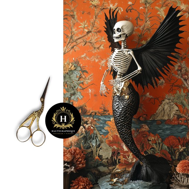 Gothic Vampire Skeleton Mermaid Skull Decoupage Seidenpapier (Von Creator hochgeladen)