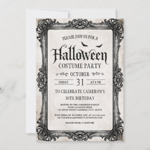 Gothic verzierte Rahmen Halloween-Kostüm-Party Einladung