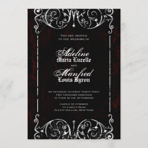 Gothic-Victorian-gruselige Hochzeit in Rot, Schwar Einladung