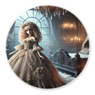 Gothic-Victorian-Puppe – Dunkle Eleganz Keramikknauf