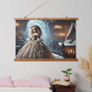 Gothic-Victorian-Puppe – Dunkle Eleganz Wandteppich Mit Holzrahmen