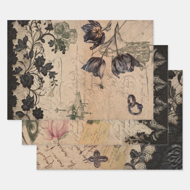 Gothic Victorian Shabby Chic Mix Geschenkpapier Set (Set)