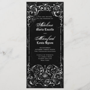 Gothic-Victorian-spookige-schwarz-weiße-Hochzeit Einladung