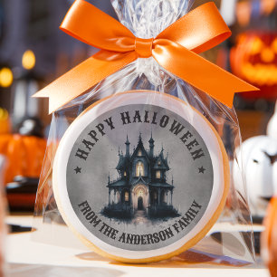 Gothic Victorian Spukhaus Frohes Halloween Runder Aufkleber