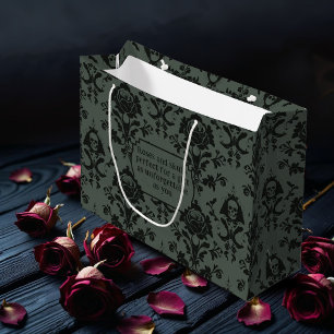 Gothic-Victorian-Totenkopf- und Rosen-Damaskus-Ges Große Geschenktüte