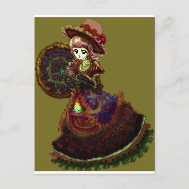 Gothic Viktorianisch Anime Vampire Mittelalterlich Postkarte (Vorderseite)