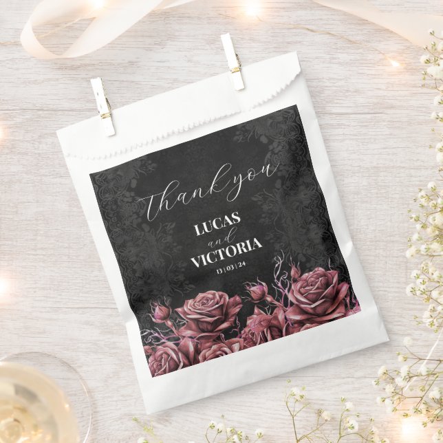 Gothic Viktorianisch Dark Rose Hochzeit Geschenktütchen (Ausgeschnitten)