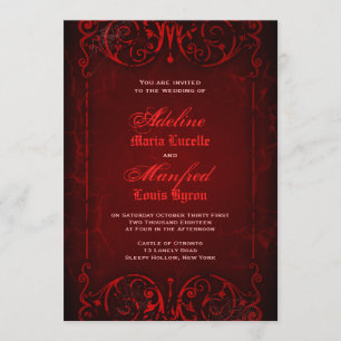 Gothic Viktorianisch Deep Red Wedding Einladung