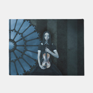 Gothic Viktorianisch Girl Holding Violin Dark Fant Fußmatte