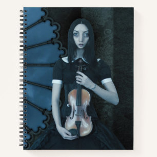 Gothic Viktorianisch Girl Holding Violin Dark Fant Notizbuch