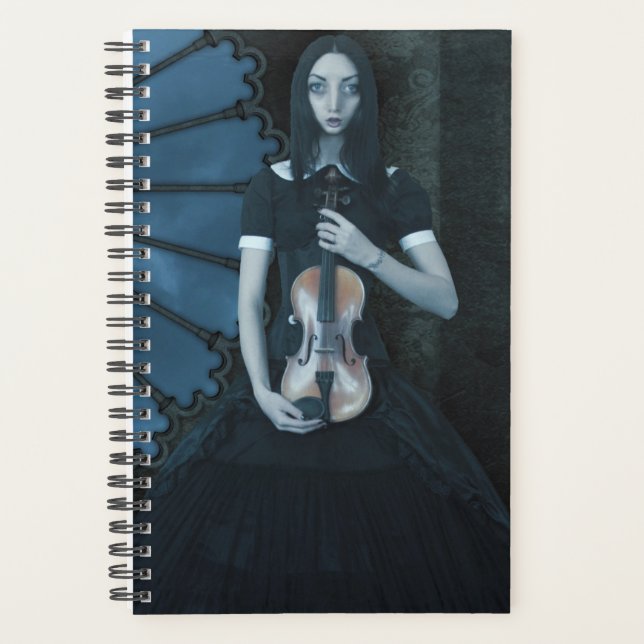 Gothic Viktorianisch Girl Holding Violin Dark Fant Planer (Vorderseite)