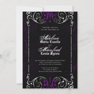 Gothic Viktorianisch Halloween Lila Hochzeitseinla Einladung