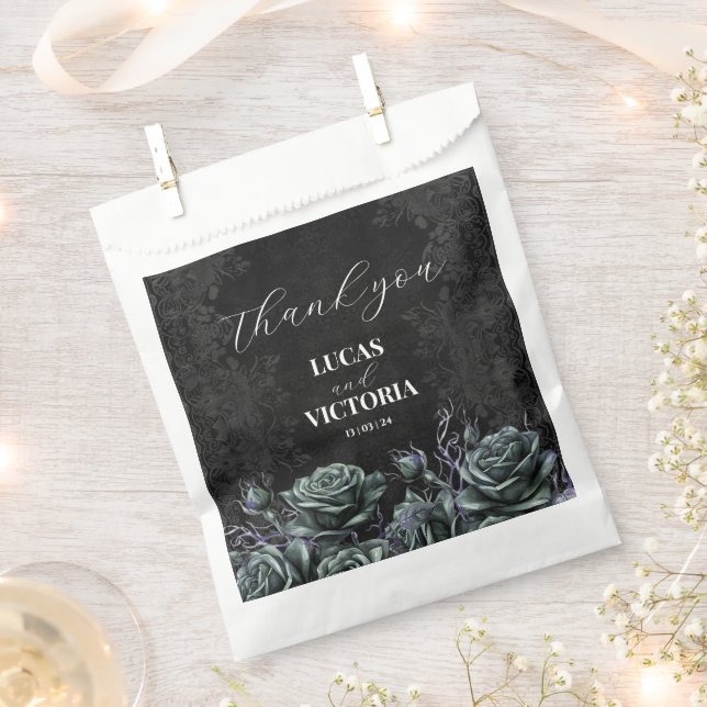 Gothic Viktorianisch Moody Dark Rose Hochzeit Geschenktütchen (Ausgeschnitten)