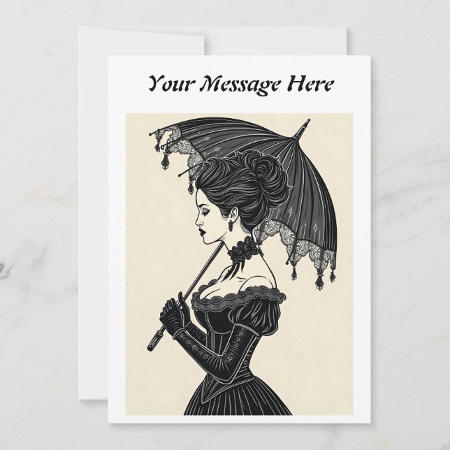 Gothic Viktorianisch Portrait Einladung (Vorderseite)