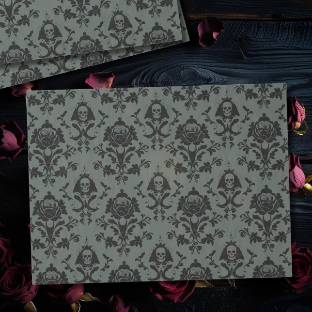 Gothic Viktorianisch Skull & Rose Damask Tissue Pa Seidenpapier (Gothic Victorian Skull & Rose Damask Tissue Paper just for you)