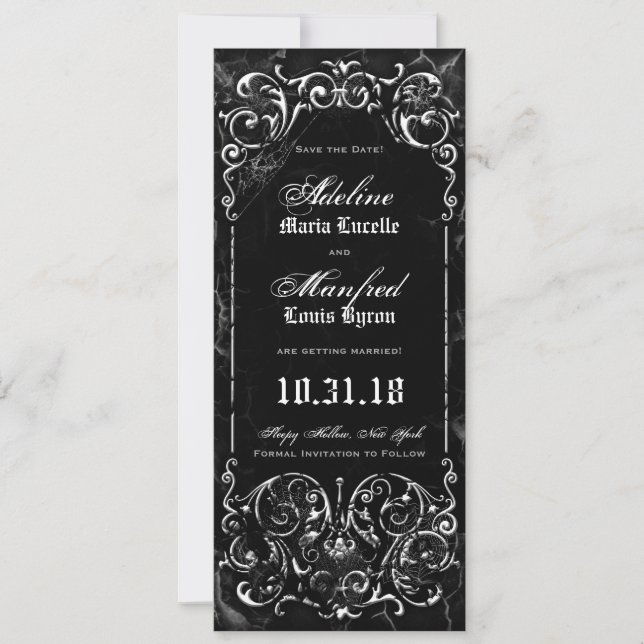 Gothic Viktorianisch Spooky Black Save the Date (Vorderseite)